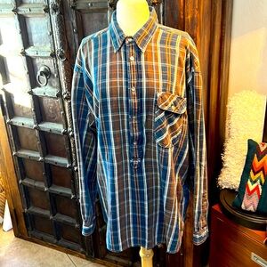 VINTAGE~ LEVI’S Plaid Cotton Long Sleeve 5Button Pullover (L) GREAT VINTAGE